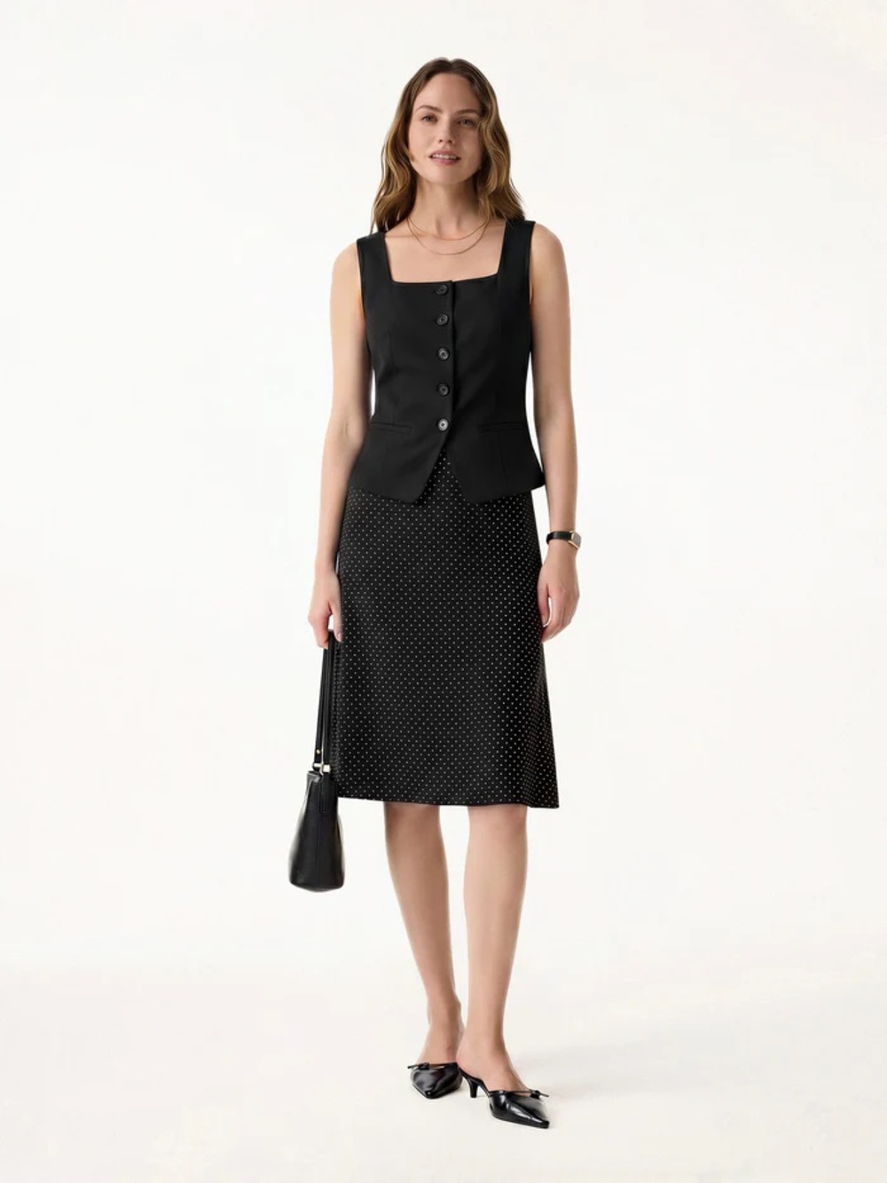 OGL Black Cotton Polka Dot A-Line Flare Skirt Limited Edition Size Small
